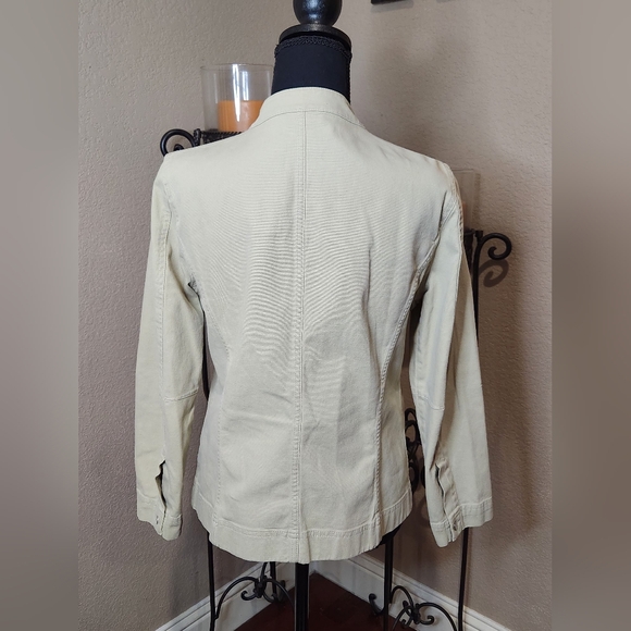 J. Jill Women's Tan Utility Jacket With Pearl Snap Closure. Size Small Petite - Picture 2 of 7
